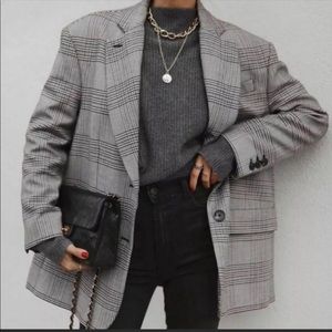 Zara oversized plaid Blazer Sz Med worn Once!